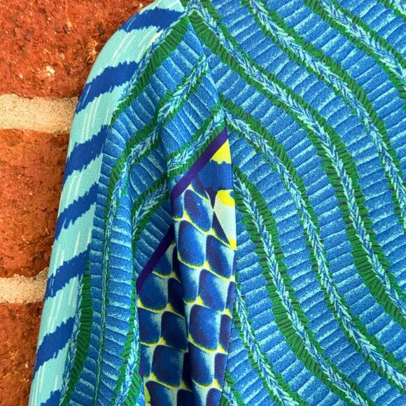 Hale Bob Geometric Print Dress | Size L | Blue Green Yellow Bold Pattern - Picture 7 of 7